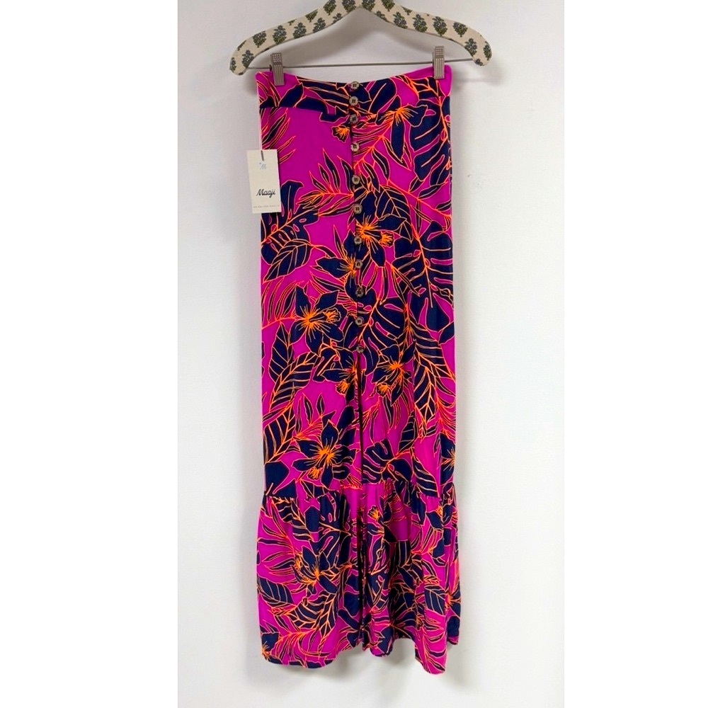 Maaji Hibiscus Long Button Down Maxi Skirt.
